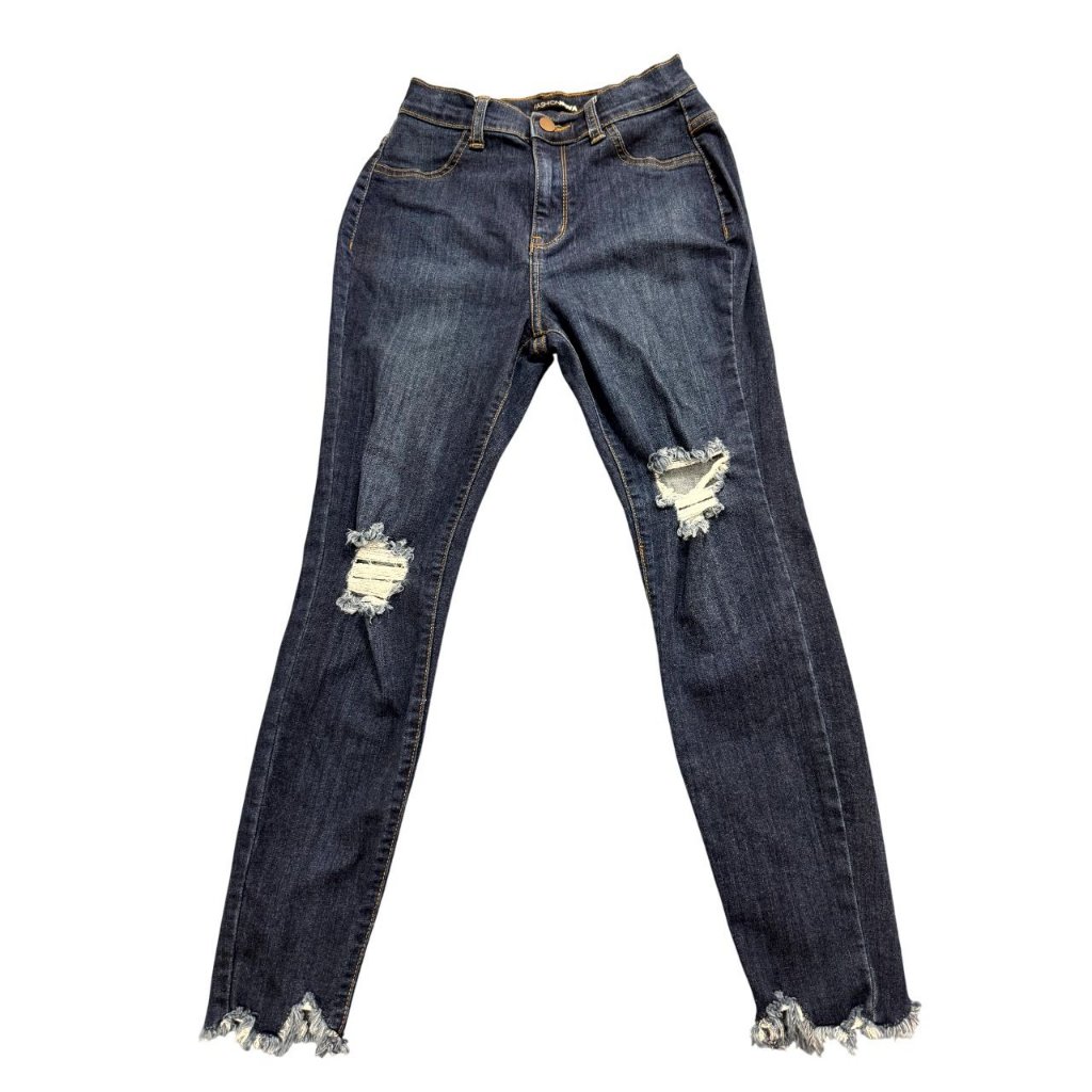 Fashion Nova Ankle Skinny Jeans Distressed Denim Mid Rise 1747dcl Blue Womens 5